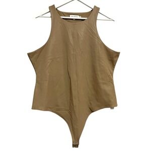 Good American Bodysuit Womens XXL Beige Faux Leather Shaping Tank Top Plus Size
